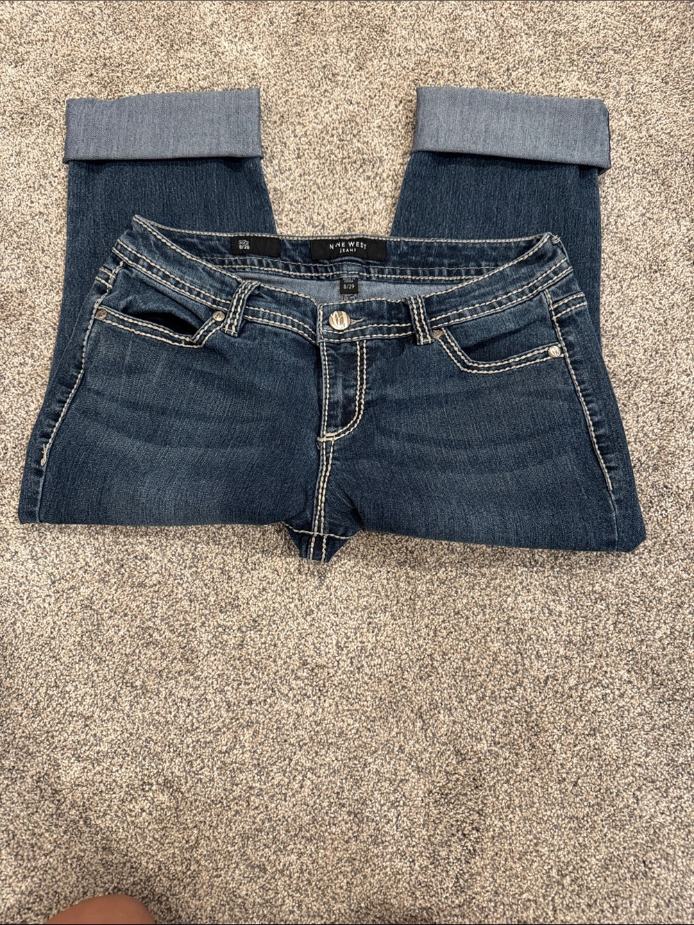 Nine West Dark Blue Jeans with Cuffed Hem